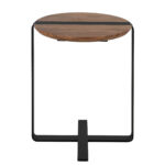 Ecktisch aus Walnussholz und schwarzem Stahl