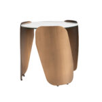 Runder Ecktisch aus Feinsteinzeug und bronzefarbenem Stahl