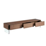 Mueble TV de madera Nogal y cristal templado