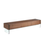 Mueble TV de madera Nogal y cristal templado