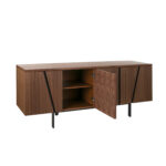 Credenza in legno di noce e acciaio nero