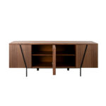 Credenza in legno di noce e acciaio nero