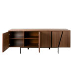 Credenza in legno di noce e acciaio nero