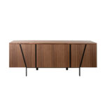 Credenza in legno di noce e acciaio nero