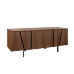 Credenza in legno di noce e acciaio nero