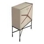 High sideboard leather, walnut and black steel