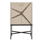 High sideboard leather, walnut and black steel