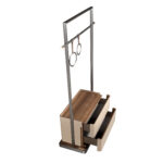 Mink leather, walnut and stainless steel coat rack