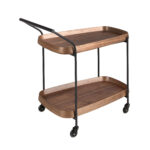 Desserte minibar en noyer et acier noir