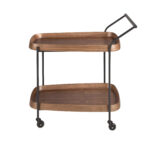 Desserte minibar en noyer et acier noir