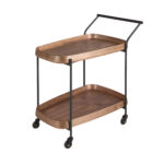 Desserte minibar en noyer et acier noir