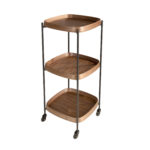 Desserte minibar en noyer et acier noir