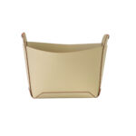 Cesta contenitore decorativa rettangolare in pelle rigenerata color sabbia con maniglie