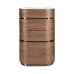 Chiffonnier en noyer avec base en acier foncé et plateau en marbre céramique