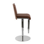 Stool upholstered in leatherette with chromed steel frame