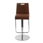 Stool upholstered in leatherette with chromed steel frame