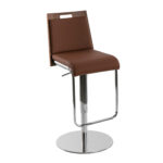 Stool upholstered in leatherette with chromed steel frame