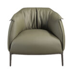 Olive green leather armchair