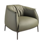 Olive green leather armchair
