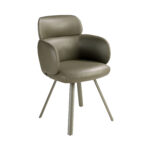 Вращающийся стул из экокожи оливково-зелёного цвета