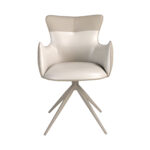 Вращающийся стул из экокожи молочно-белого и грейдж цвета