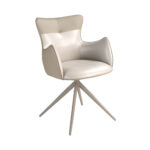 Вращающийся стул из экокожи молочно-белого и грейдж цвета