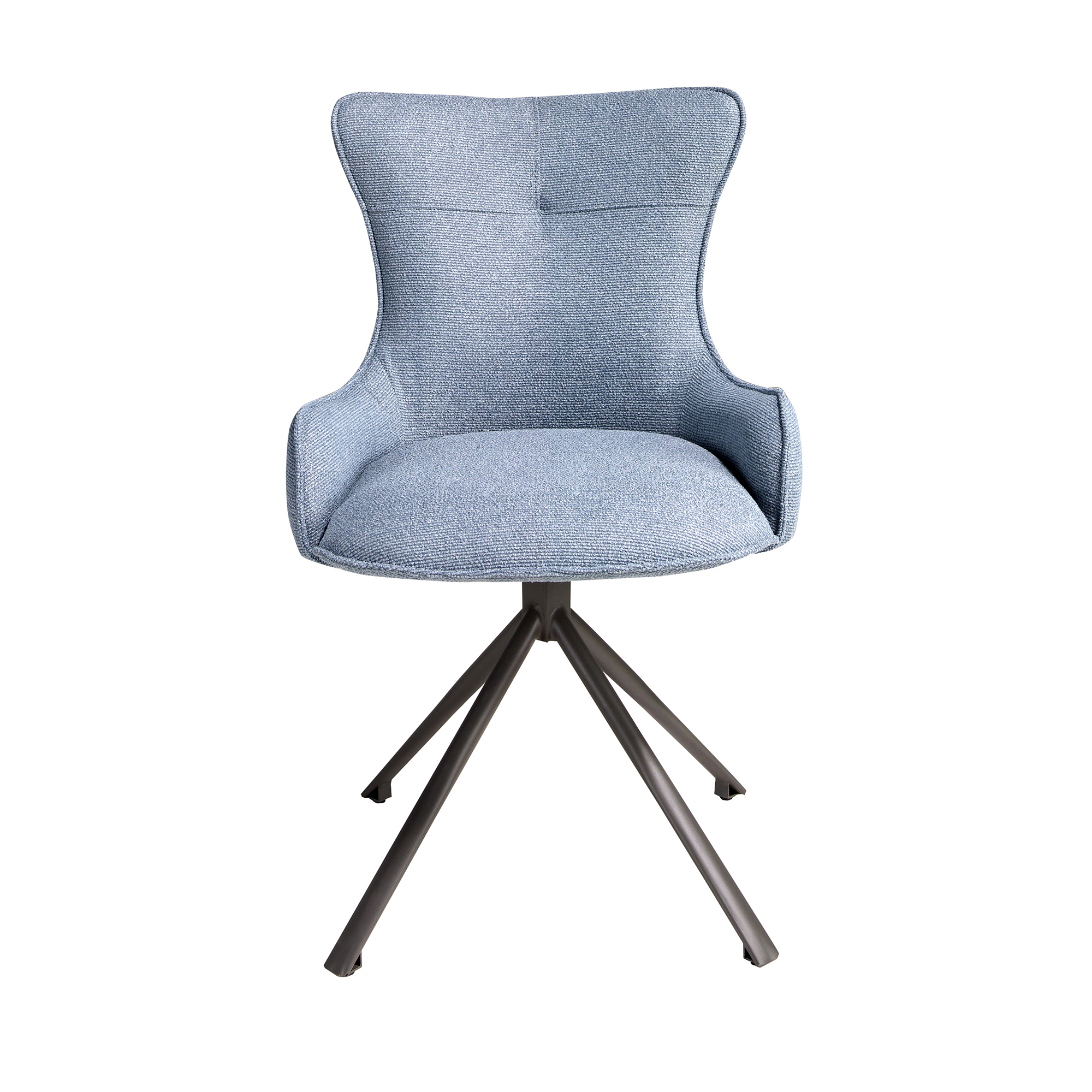 Drehstuhl aus blauem Stoff Drehstuhl aus blauem Stoff
