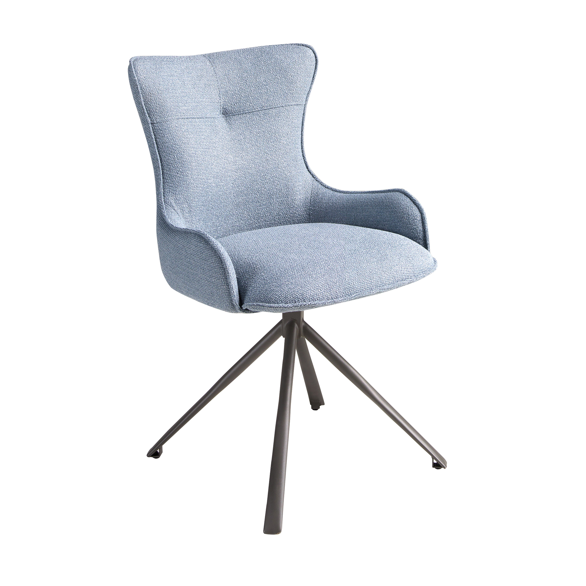 Drehstuhl aus blauem Stoff Drehstuhl aus blauem Stoff
