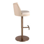 Sgabello girevole in tessuto crema screziato e similpelle crema