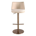 Sgabello girevole in tessuto crema screziato e similpelle crema