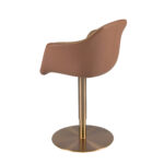 Sgabello girevole in tessuto marrone terracotta e beige e similpelle marrone