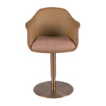 Sgabello girevole in tessuto marrone terracotta e beige e similpelle marrone