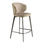 Tabouret en tissu marron chiné