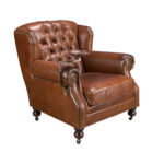 Cognac brown leather Chester armchair