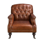Poltrona Chester in pelle marrone cognac