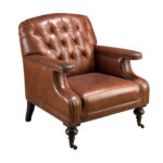 Poltrona Chester in pelle marrone cognac