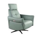 Sillón relax giratorio piel verde turquesa