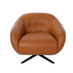 Brown leather swivel armchair