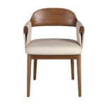 Walnut and cream leatherette chair