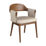 Walnut and cream leatherette chair