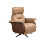 Поворотное релакс-кресло из коричневой кожи