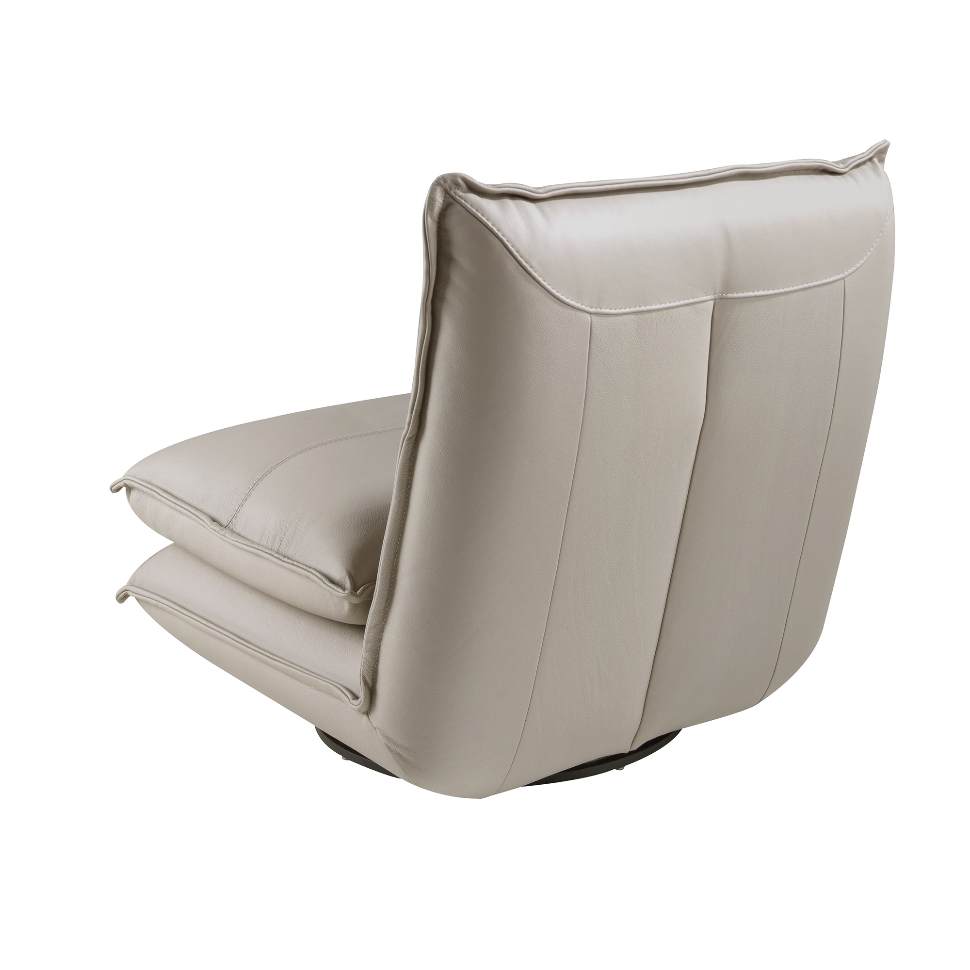 Fauteuil pivotant en cuir gris taupe Fauteuil pivotant en cuir gris taupe