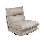 Fauteuil pivotant en cuir gris taupe