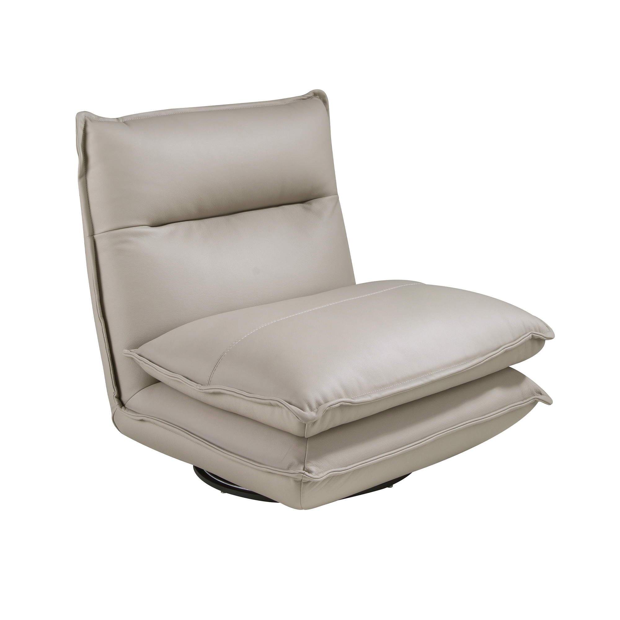 Fauteuil pivotant en cuir gris taupe Fauteuil pivotant en cuir gris taupe
