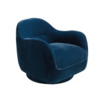 Fauteuil pivotant en velours bleu foncé