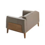 2-Sitzer-Sofa mit Lederbezug und Walnussholzrahmen