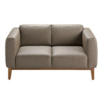 2-Sitzer-Sofa mit Lederbezug und Walnussholzrahmen