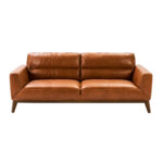3-seater sofa upholstered in leather with Walnut wood legs