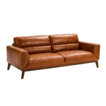 3-seater sofa upholstered in leather with Walnut wood legs