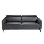 3-Sitzer-Sofa mit Lederbezug und schwarzen Stahlbeinen